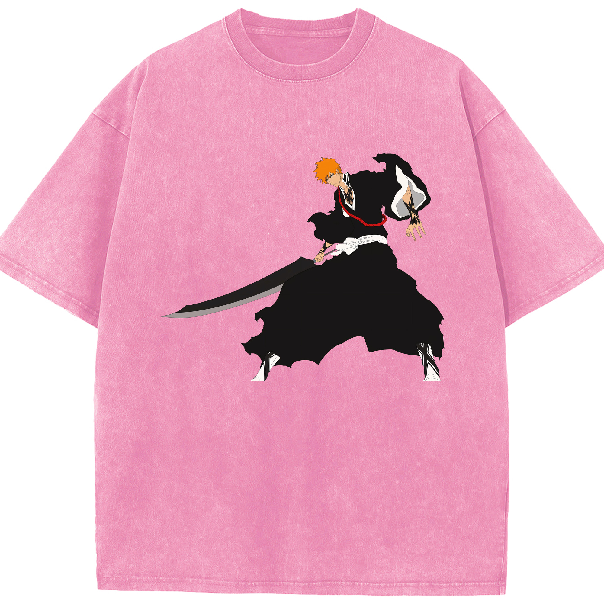 （画像用） ブリーチ 黒崎一護（くろさき いちご）BLEACH Kurosaki Ichigo 綿100% ヴィンテージ風 半袖Tシャツ（フロントプリント）